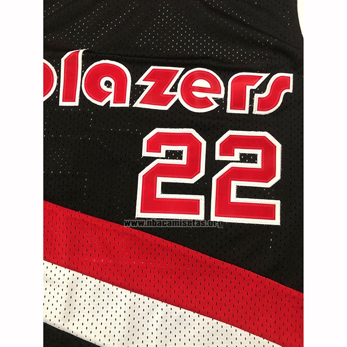 Camiseta Portland Trail Blazers Clyde Drexler NO 22 Hardwood Classics Throwback Negro